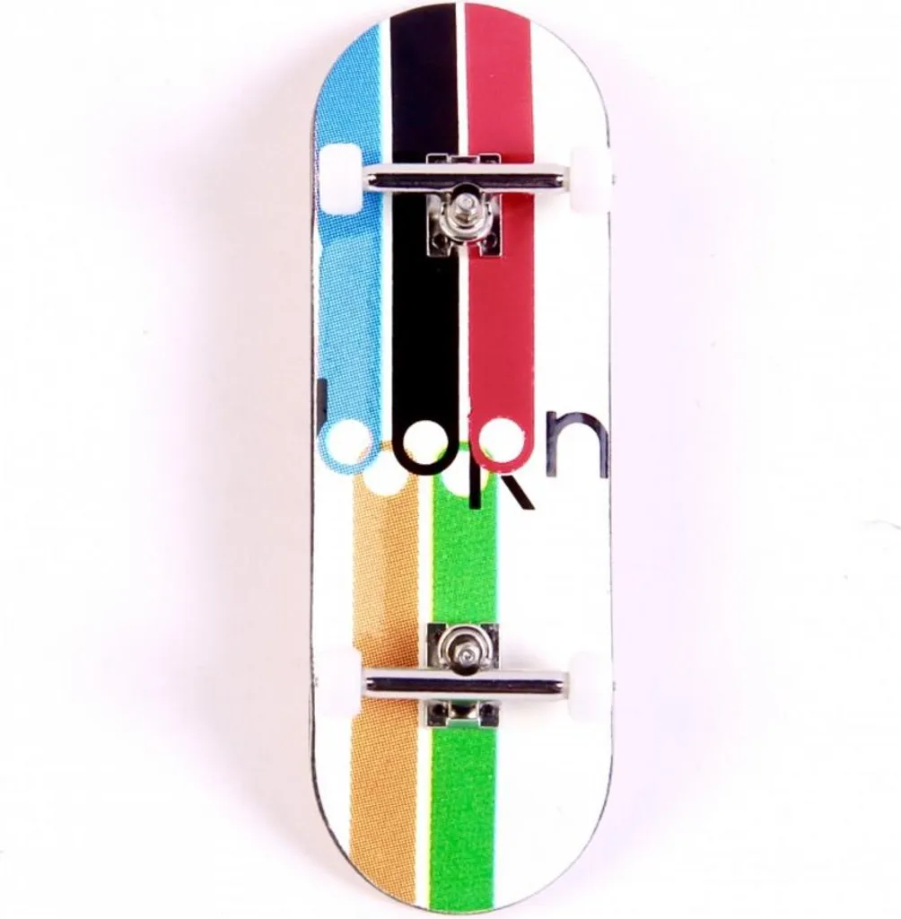 Fingerboard Pro Born Rasta 32mm blanc en bois d'érable avec trucks en métal