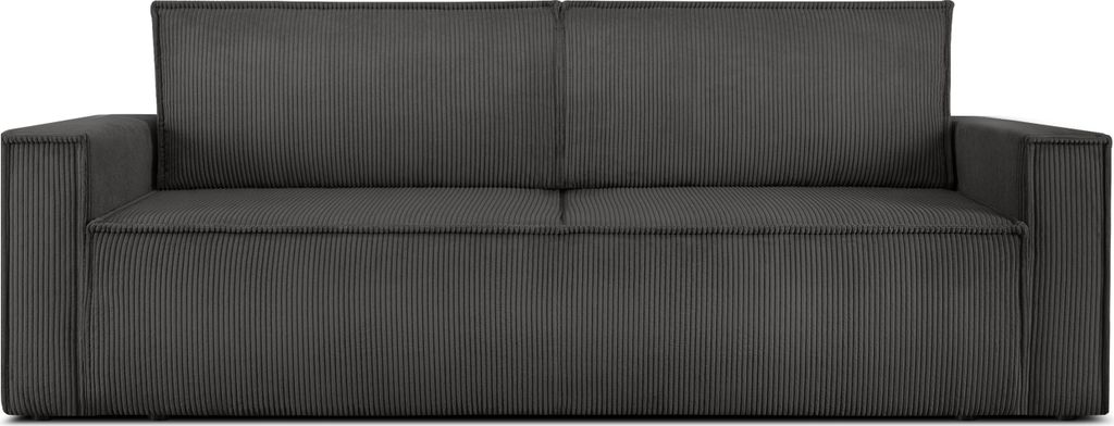 KONSIMO Schlafsofa in Pet Friendly Cord-Stoff mit Armlehnen "NAPI", Grau, Cordstoff, Loft, 228x89x101 cm