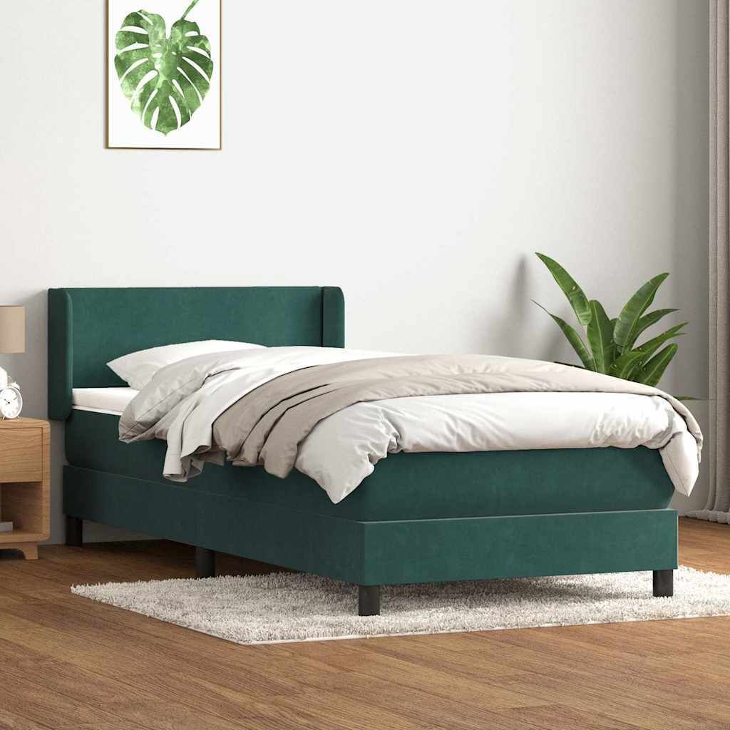 "2026 Promotion" Boxspringbett mit Matratze - Dunkelgrün 80x220 cm - Samt - Polsterbett CC17592