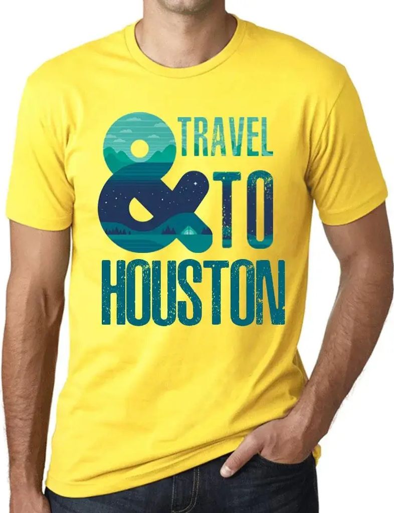 Herren Grafik T-Shirt Und Reisen nach Houston – And Travel To Houston – Öko-Verantwortlich Vintage Jahrgang Kurzarm Lustige Druck Geburtstag G...