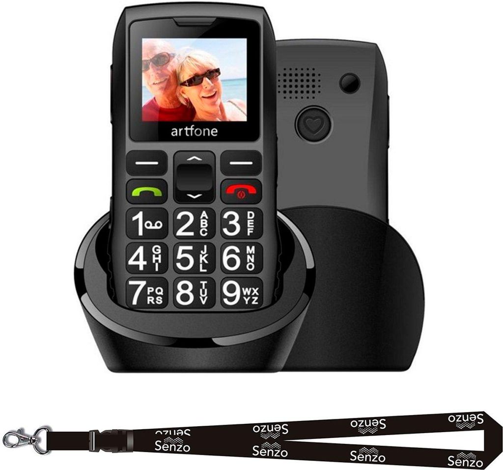 Artfone C1+4G – Seniorenhandy mit Notruftaste – GSM Mobiltelefon für Senioren – Großtastenhandy – Inklusive Umhängeband