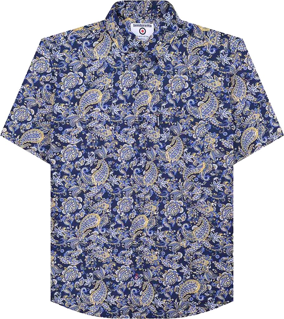 Lambretta - Hemd für Herren kurzärmlig LB130 (M) (Marineblau/Weiß)