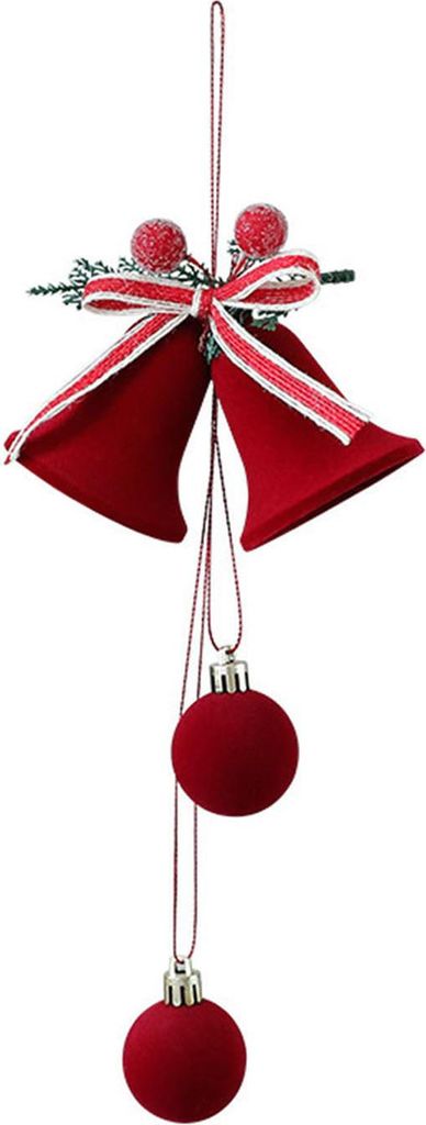 Weihnachts-Ornament, rote Glocke, Kunststoff, Samt, beflockt, Glockenkugel, Baumschmuck für Feiertage, Schaufenster, Heimdekoration