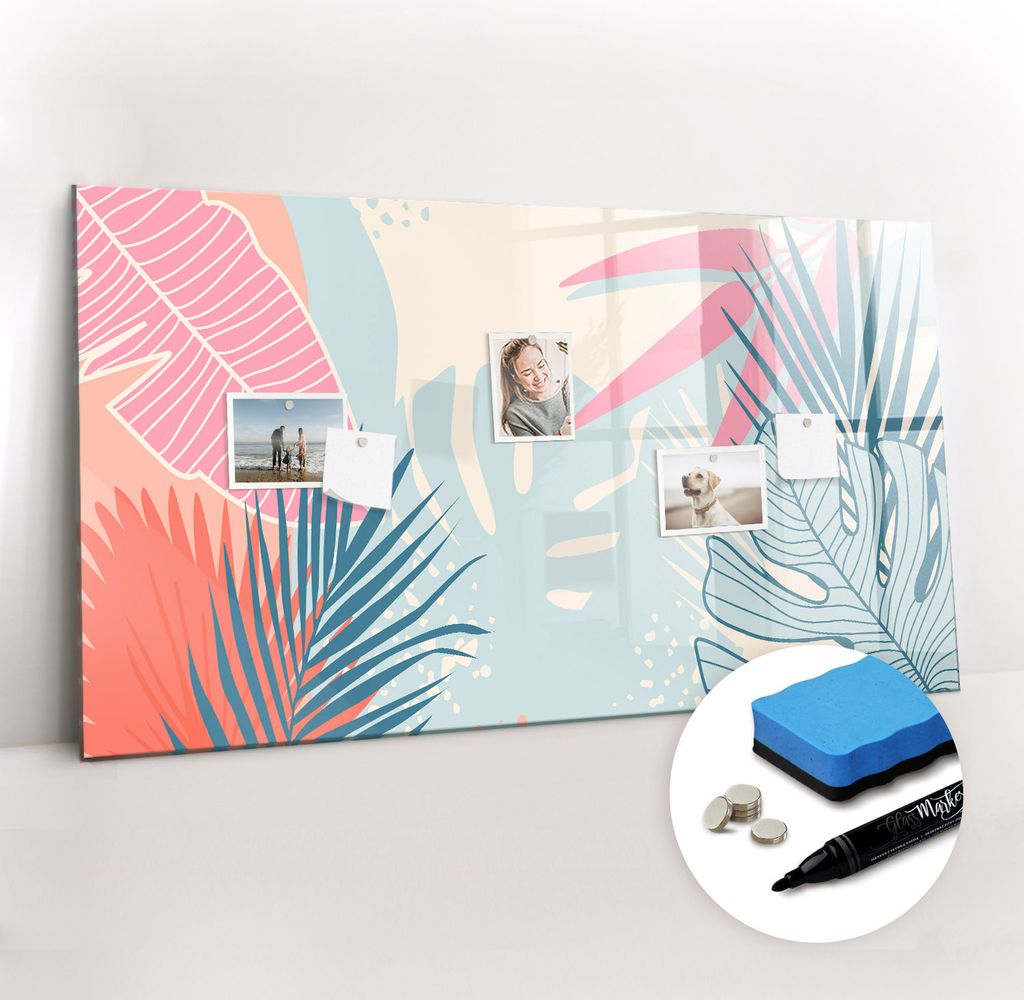 Magnetpinnwand Memoboard - Zubehörsatz - Schwarzer Marker + Schwamm + Magnete - 120 x 60 cm - Pastellblätter