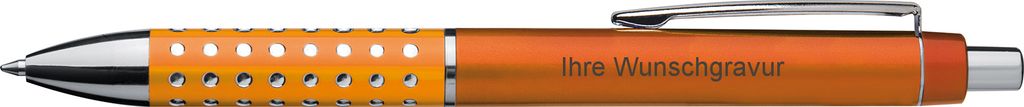 Kugelschreiber mit Gravur / "Glitzer" / Farbe: orange