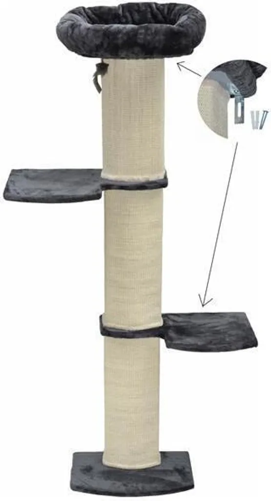 Arbre à chat mural Stella gris 186 cm - Structure haute et robuste