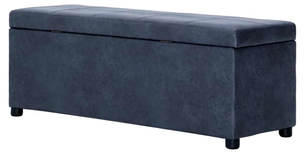 Sitzbank mit Stauraum Sitzhocker Truhenbank Aufbewahrungsbox Spielzeugkiste Polsterbank 116cm Grau Wildleder-Optik