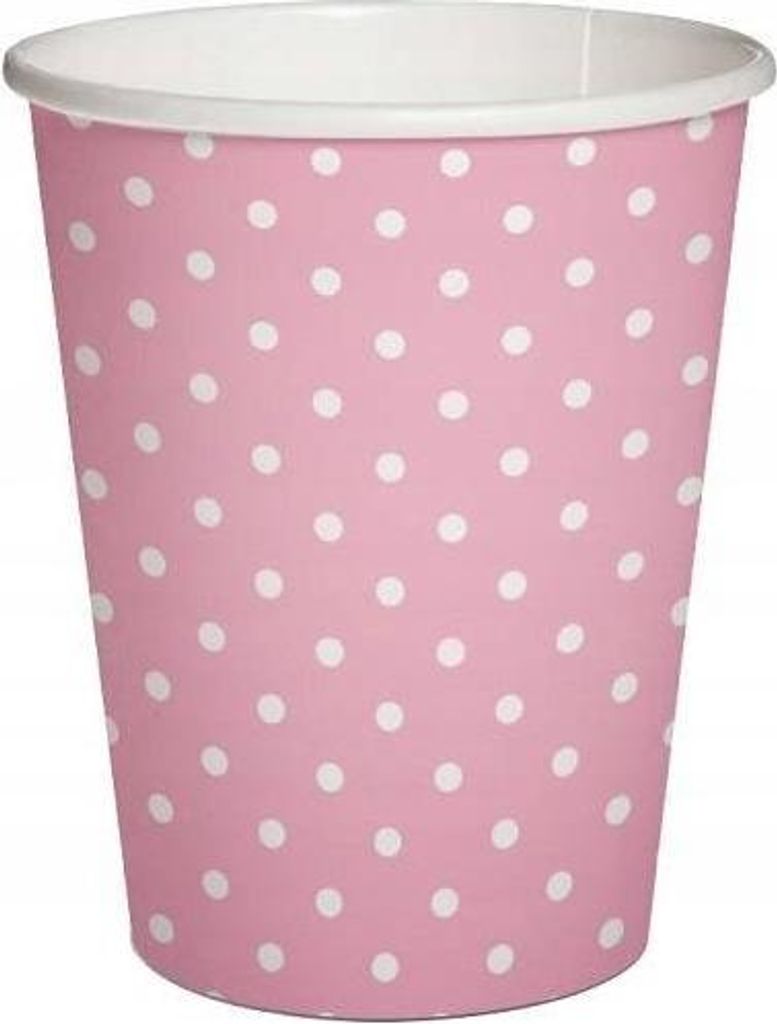 Pappbecher Rosa Weiße Punkte 250ml 8St.