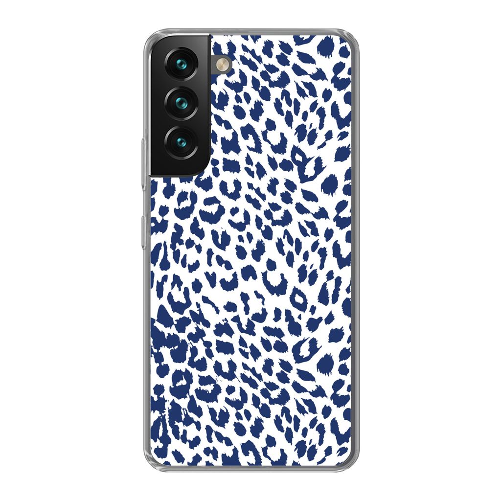 MuchoWow Handyhülle Schutzhülle Hülle für Samsung Galaxy S22 Plus Panther Druck - Blau - Abstrakt Silikon Softcase Handy Hülle - Schutzabdec...