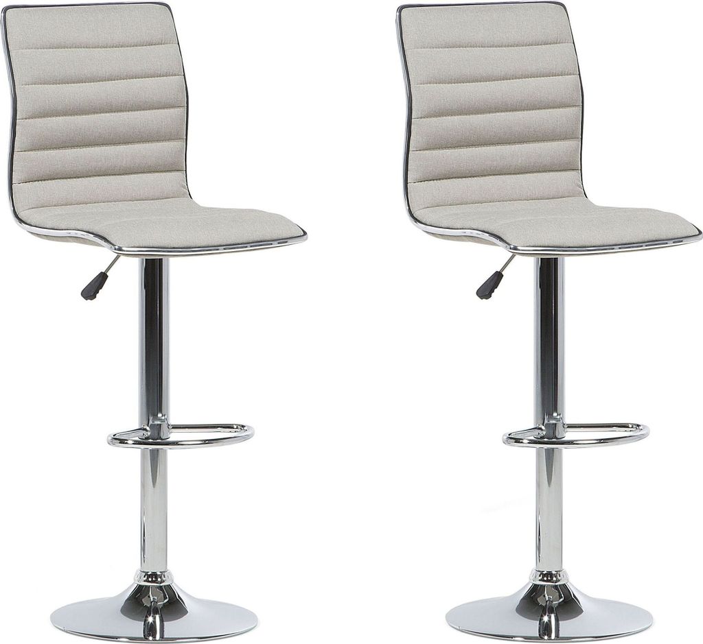 BELIANI Trendy Barstuhl 2er Set Beige Stoff höhenverstellbar Rückenlehne Minimalistisch
