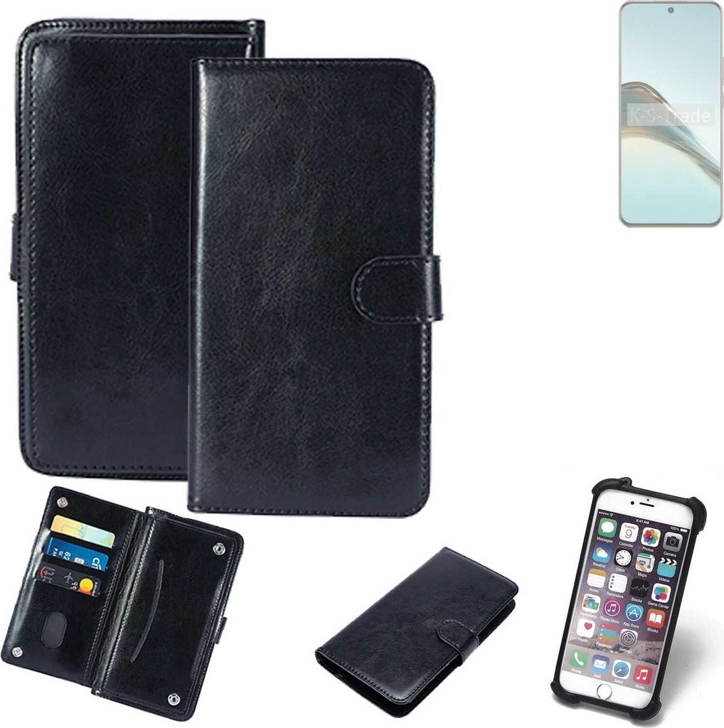 K-S-Trade 360° Hülle kompatibel mit Realme 13 Pro Extreme Edition schwarz Kunstleder Case BookCase WalletCase Kunstlederederhülle Handyhülle,
