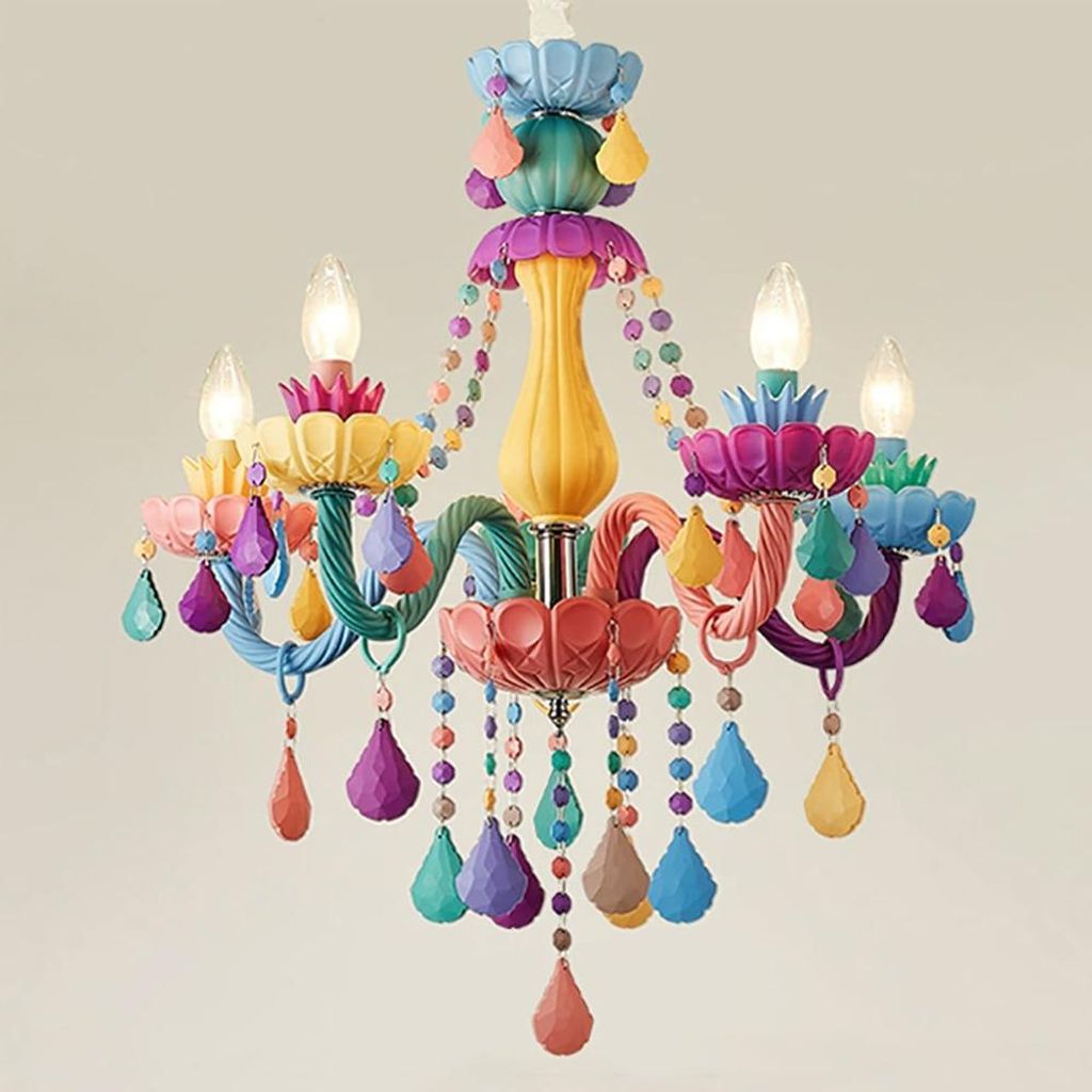 lampe Kinderzimmer Pendelleuchte Kinderlampe Cartoon-Hängeleuchte Kerzenleuchter Kinderzimmerdekoration Bunt 6-flammig 60 x 65 cm 【MKLD4559】