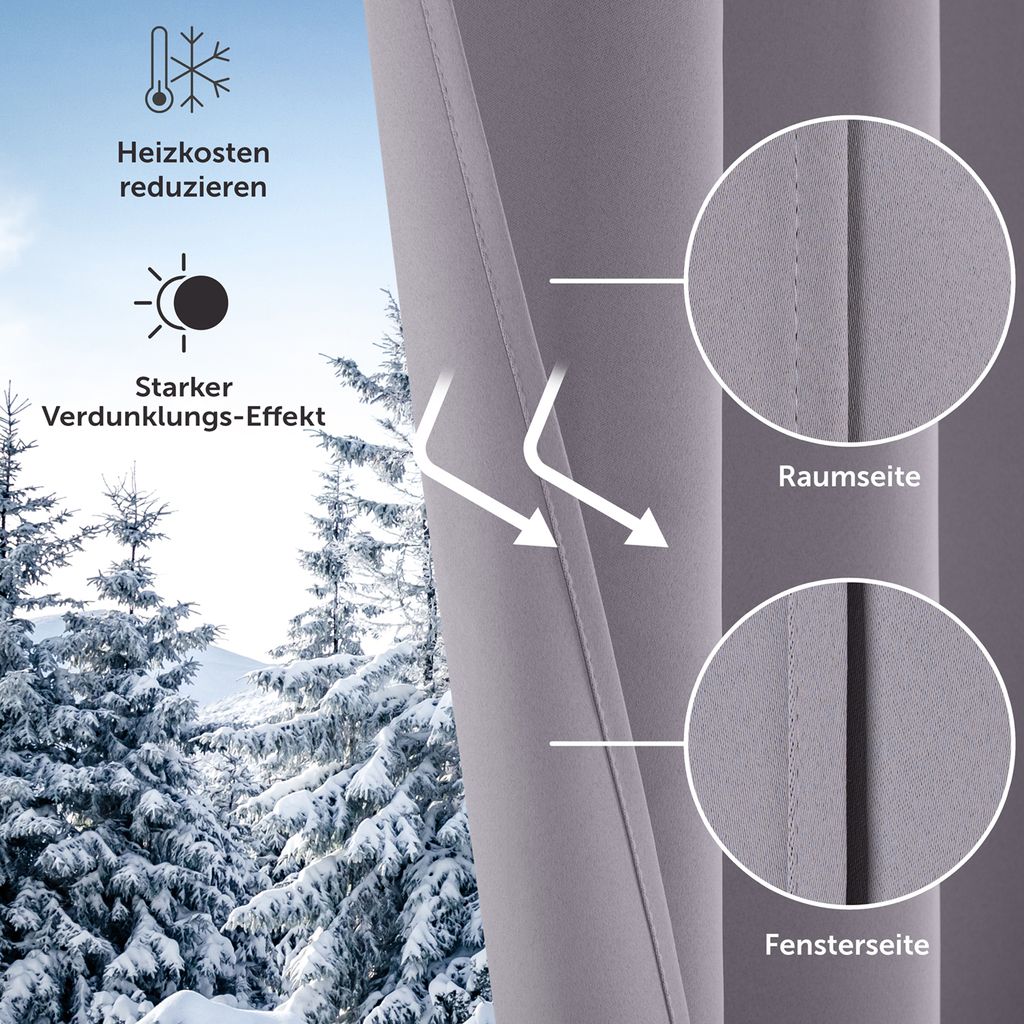 Blumtal 2er Set: Blickdicht & Thermovorhang – Kälteschutz – Produktbild 2