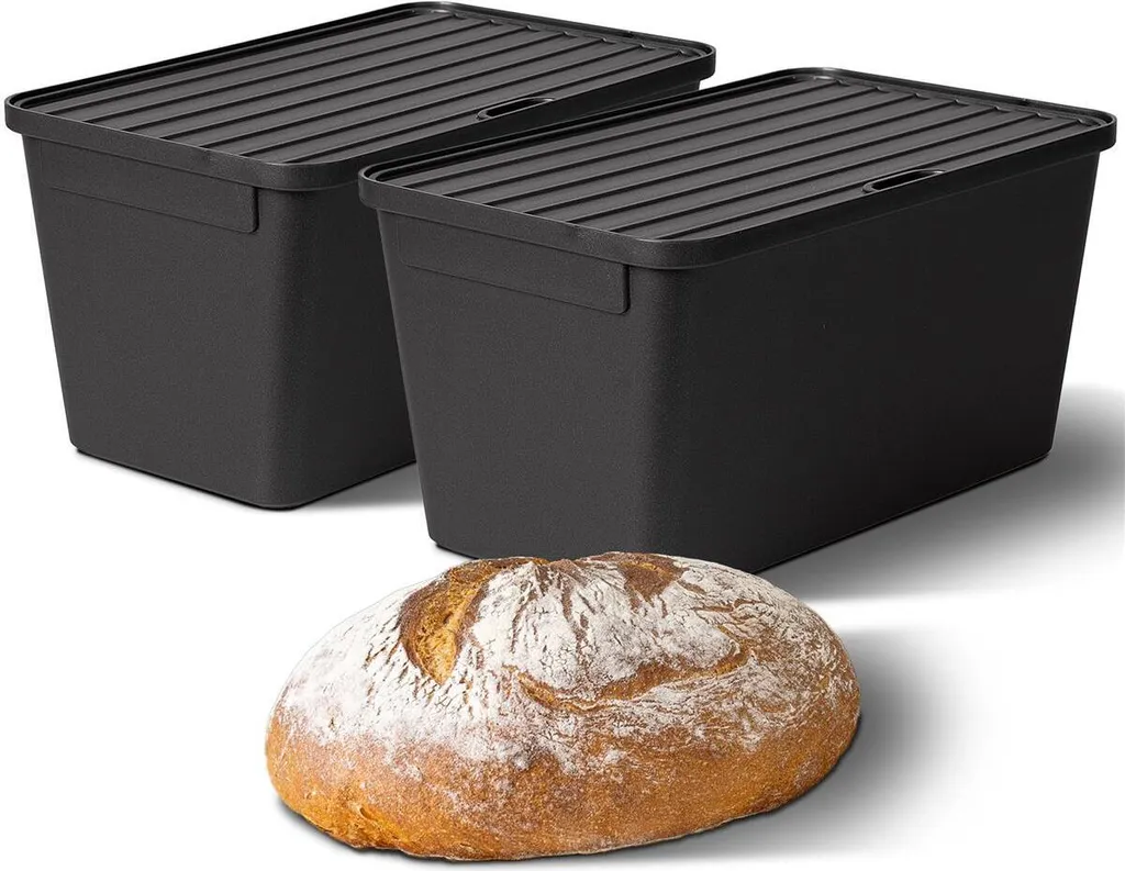 Novaliv 2x Cassetta per il Pane 32x20x16,5 cm | Scatola per Lievitazione