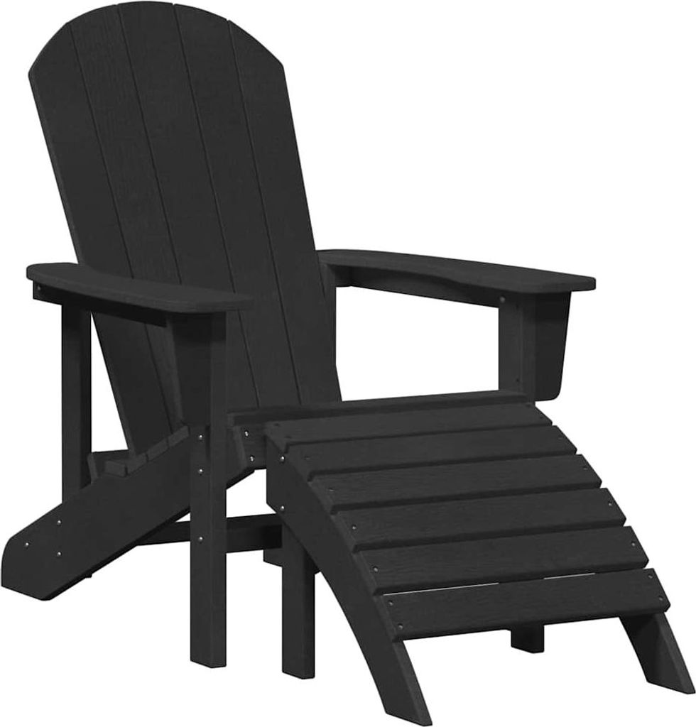 SYFAX Adirondack-Stuhl mit Kissen Schwarz 74 x 82 x 92 cm HDPE