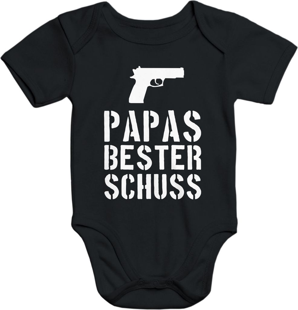 Papas bester Schuß Baby Body Moonworks schwarz 12-18 Monate