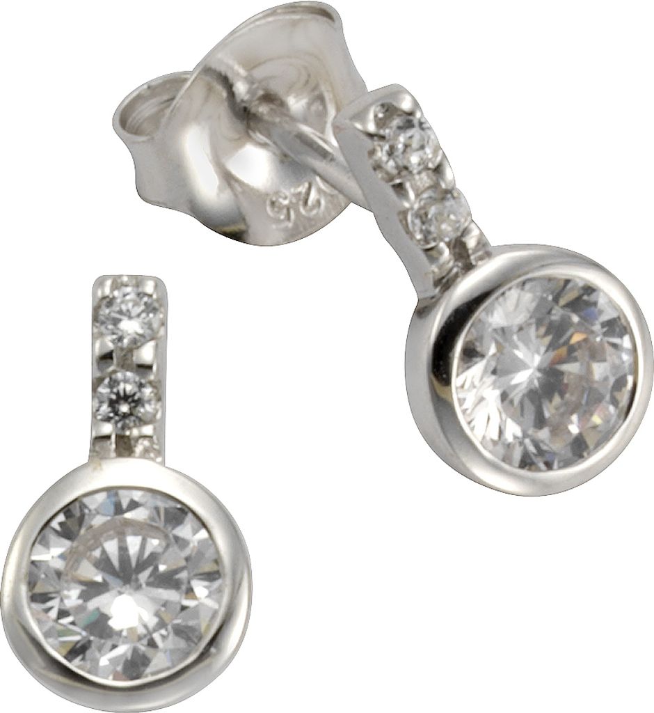 F Ohrstecker 925/- Sterling Silber 1,1cm weiß Zirkonia weiß 273220513