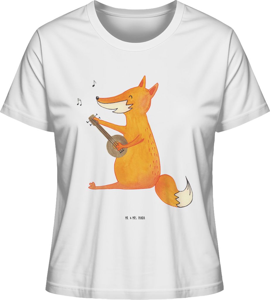 Mr. & Mrs. Panda Shirt Damen Fuchs Gitarre Größe S - Weiß - Geschenk, Kurzarmshirt, Trällern, Basic, Musik, T-Shirt, Lagerfeuer, Oberteil, Somm...