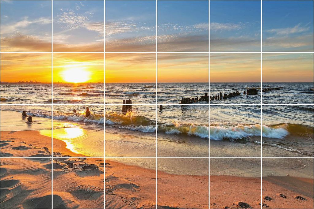 Fliesenaufkleber 10×10 cm – 24 Stück – Selbstklebend – Wasserfest – Pflegeleicht – Hitzebeständig – Für Küche & Bad – Sonnenunte...