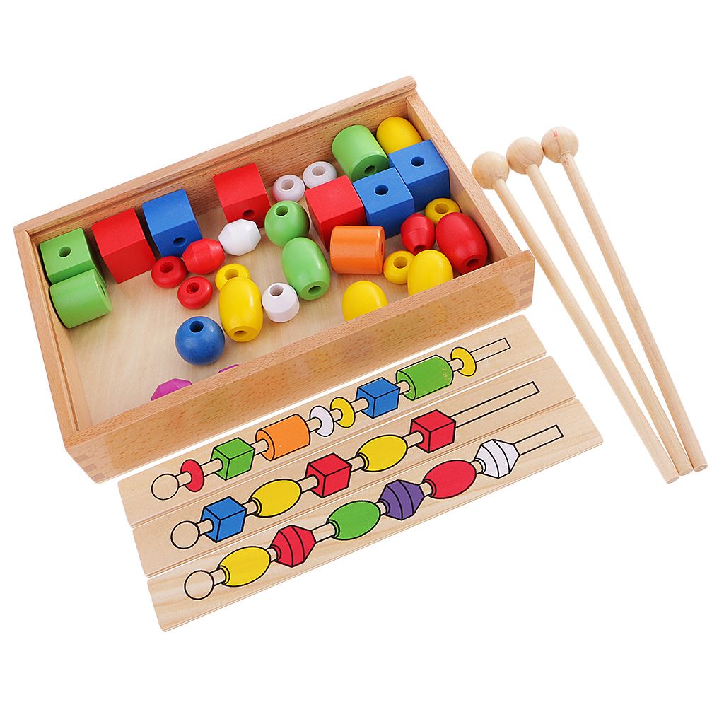 Kinder Montessori Frühes Lernen Holzspielzeug   4 Stück Kleidung Box 