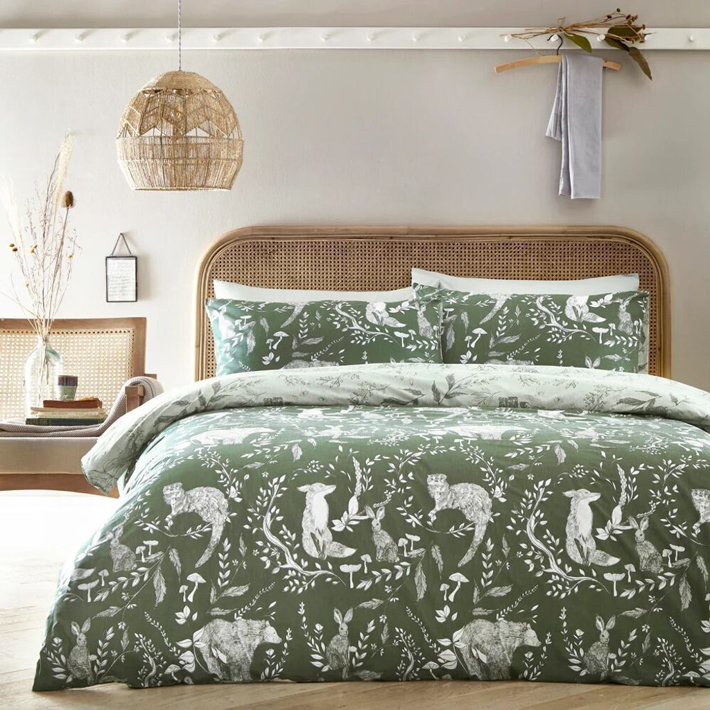 Furn - Wald - Bettwäsche-Set "Buckthorn" wendbar RV3333 (Kingsize) (Immergrün)