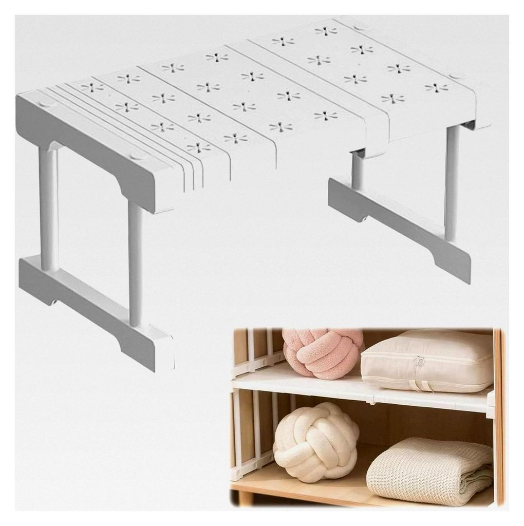 Verstellbares Teleskopregal für Schränke – Nagelfrei, Erweiterbares Einlegebodenregal 27-38 cm, 24 cm Breit – Geeignet für Kleiderschränke,...