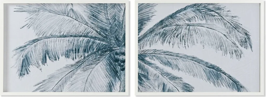 Habillez vos Murs Vides avec ce Duo de Tableaux Palmiers ESPRIT Bleu Blanc
