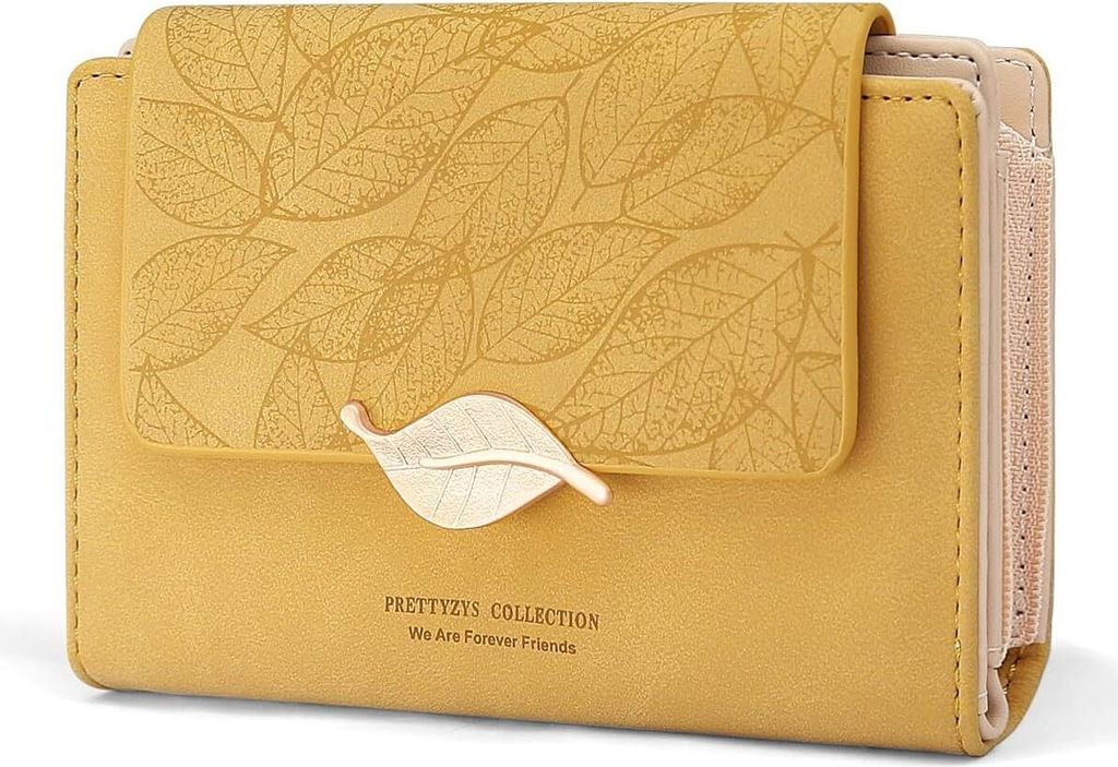 Geldbeutel Damen Klein und im Kurzformat Portemonnaie Damen Viele Fächer, Portmonee Damen mit 10 Kartenfächer und Zipper Münzfach Brieftasche