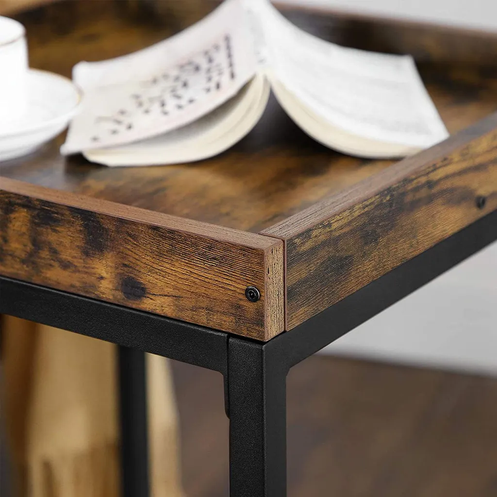 Table d'appoint avec tablette grillagée robuste pour salon ou chambre