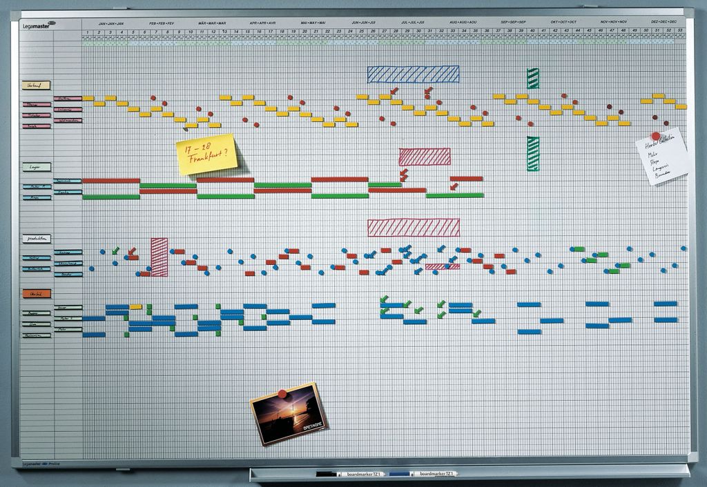 Legamaster Legamaster Jahresplaner PROFESSIONAL 75 x 150 cm (B x H) 5-Tage-Woche 50 Mitarbeiter/Projekte Boardmarker Aluminium weiß