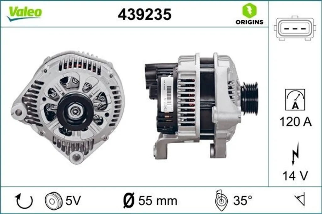 Alternateur Valeo 439235 OE 12312247389 pour BMW Série 5 E39 et X5 E53