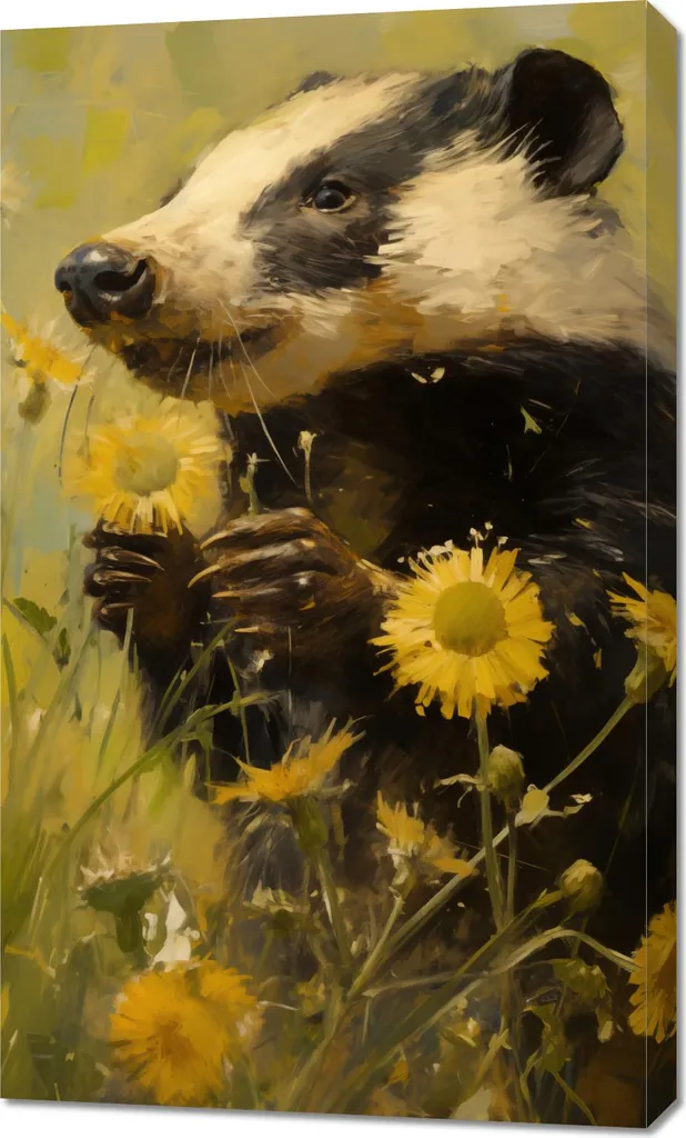 Tableau Nature Prairie 60 x 100 cm - Décoration Murale Vue Blaireau