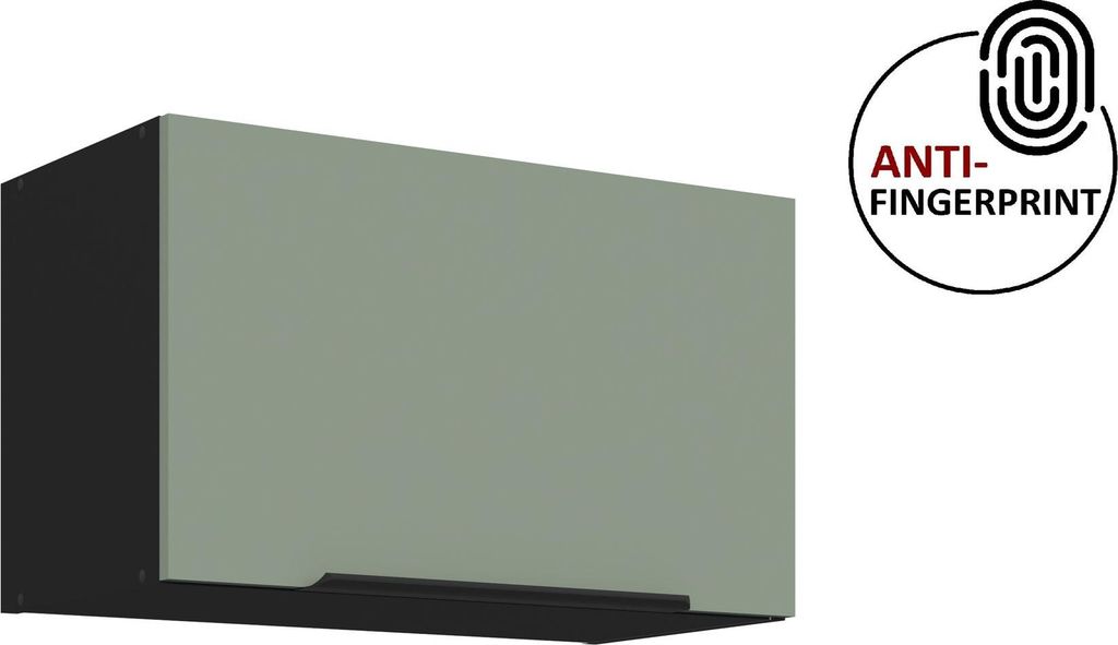 Küchen Hängeschrank 60 cm ARIA Aquamarin ultra matt + Schwarz matt, hochwertige Fronten mit Anti Fingerprint Beschichtung Küchenzeile Küchenblock