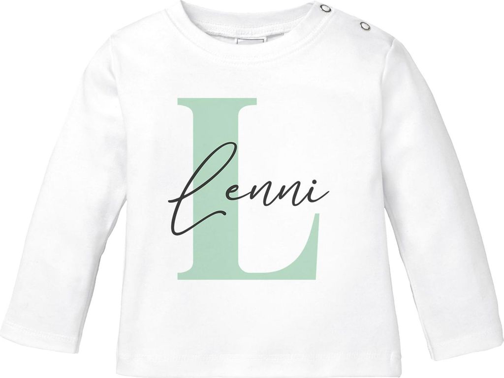Baby-Shirt Langarm personalisiert Name Buchstabe Initiale Pastellfarben Namen Wunschname Junge/Mädchen Baumwolle SpecialMe
