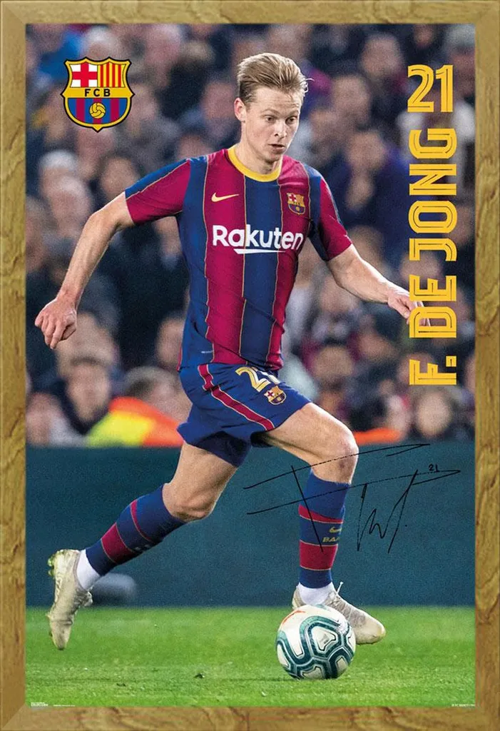 Quadro De Jong FC Barcelona 20/21 Cornice Quercia Shinsuke® Maxi 61x91