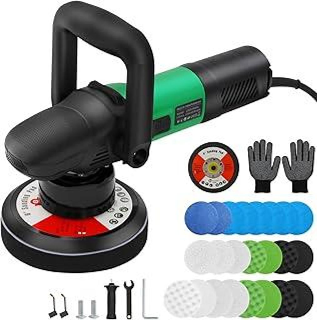 Poliermaschine,900W Exzenter poliermaschinen,6 variable Geschwindigkeiten,Poliermaschine Auto Set, 12.7/15.2cm Polierteller und Polierschwamm für ...