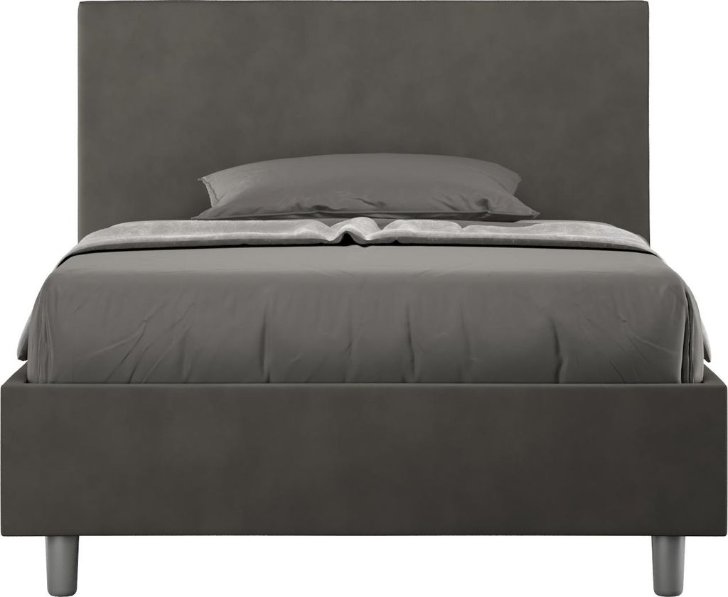 ITYHOME - Gepolstertes Bett ohne Lattenrost 120x210 mit Mikrofaserbezug Grau Adele