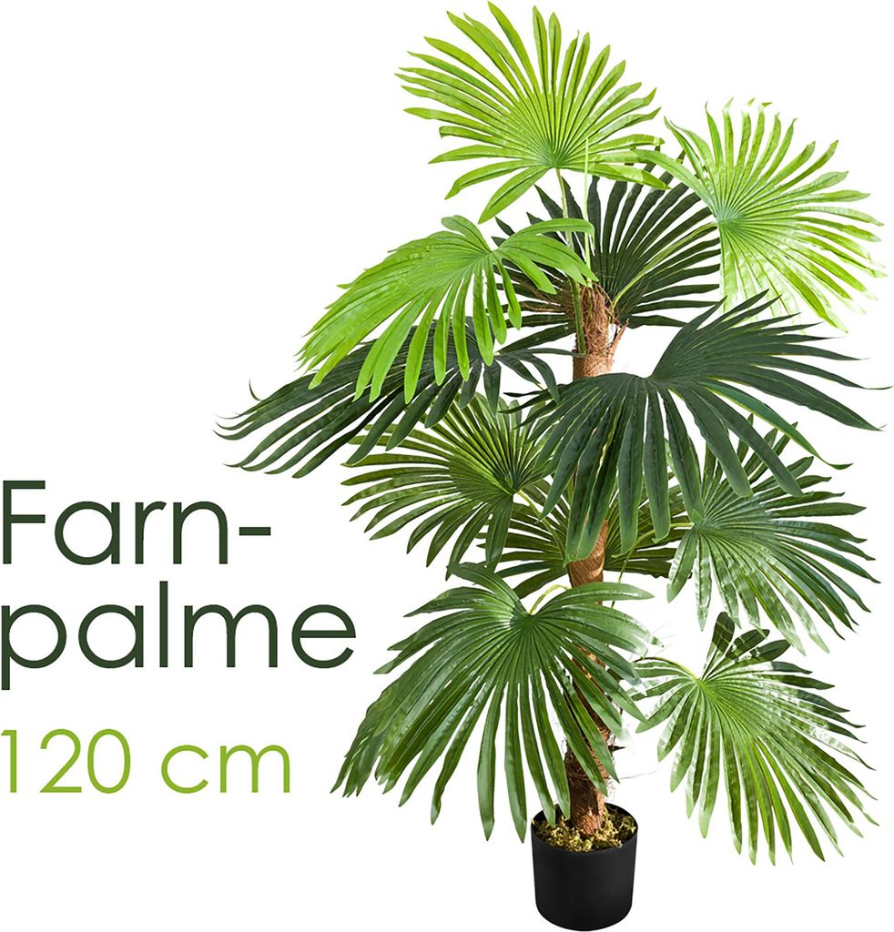 Decovego künstliche Farnpalme, Kunstpflanze, 120 cm, Kunstpalme für Wohn- & Büroräume, Allergikerfreundlich & Pflegeleicht