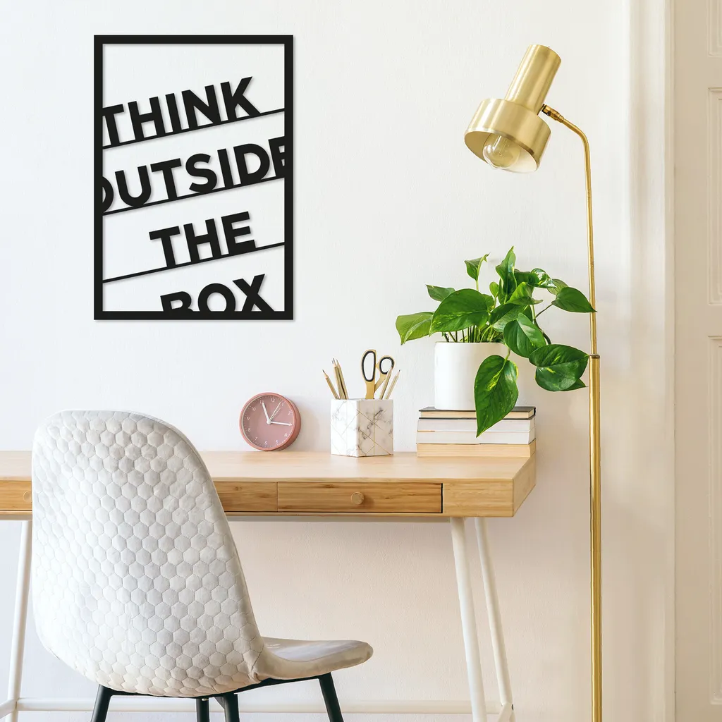 Wallity, Think Outside The Box, decorazione da parete, nero, metallo, 35 x 50 cm