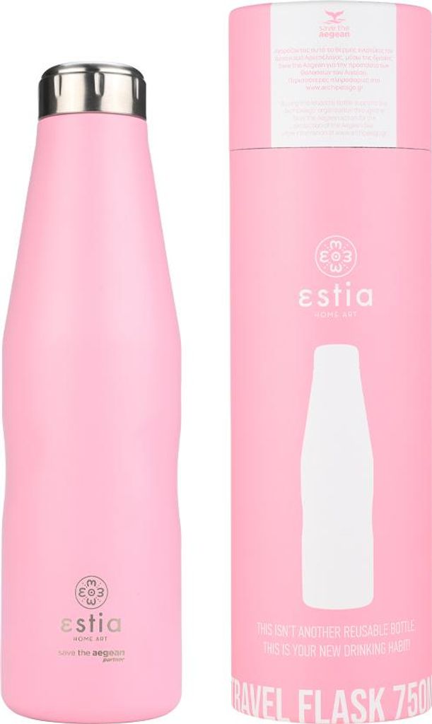 ESTIA | Thermosflasche - 750 ml - rosafarbene Trinkflasche mit Schraubdeckel - Dicht