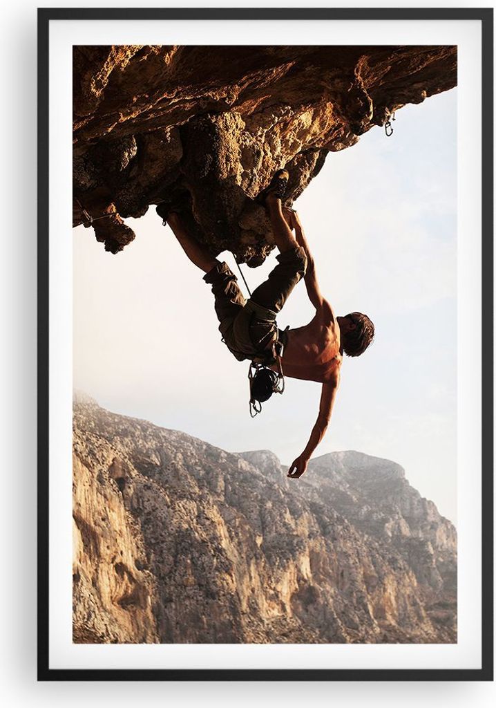 Gerahmtes Poster - Schwarzer Rahmen - Klettern extrem berge griechenland - 61x91,5 cm - Wand Bild - Wanddeko - Wandbilder - Wandposter - Bilderrahm...