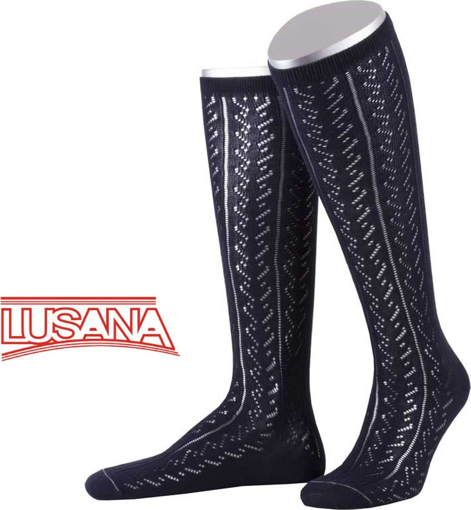 Lusana Trachtenkniestrumpf mit Ajourmuster