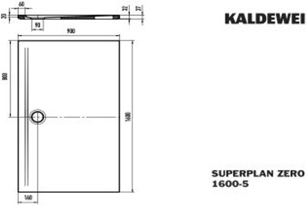 Kaldewei 360047980665 DW SUPERPLAN ZERO Mod.1600-5, 900 x