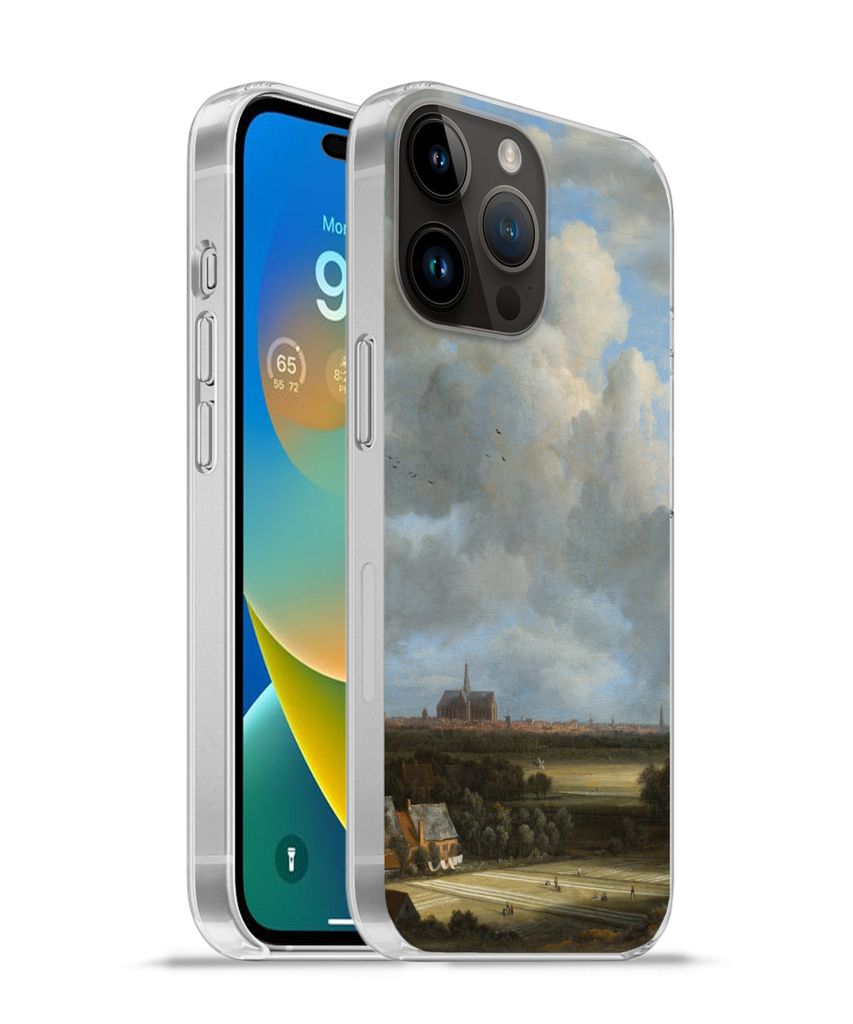 MuchoWow Handyhülle Schutzhülle Hülle für Apple iPhone 14 Pro - Softcase Ansicht von Haarlem mit Tribüne - Gemälde von Jacob van Ruisdael S...