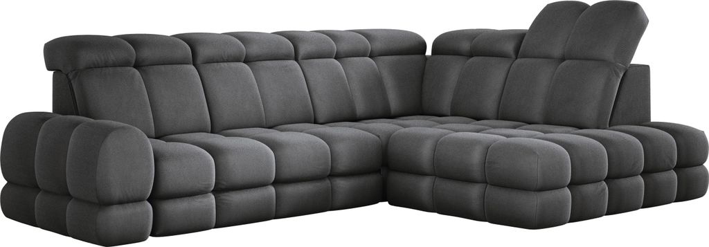 DomoHome Ecksofa Tollo Grau Solar-Stoff Rechte Seite 302x217x105 cm, L-Form Sofa mit Schlaffunktion, Bettkasten 120x85x17 cm, Elektrisch Verstellbar