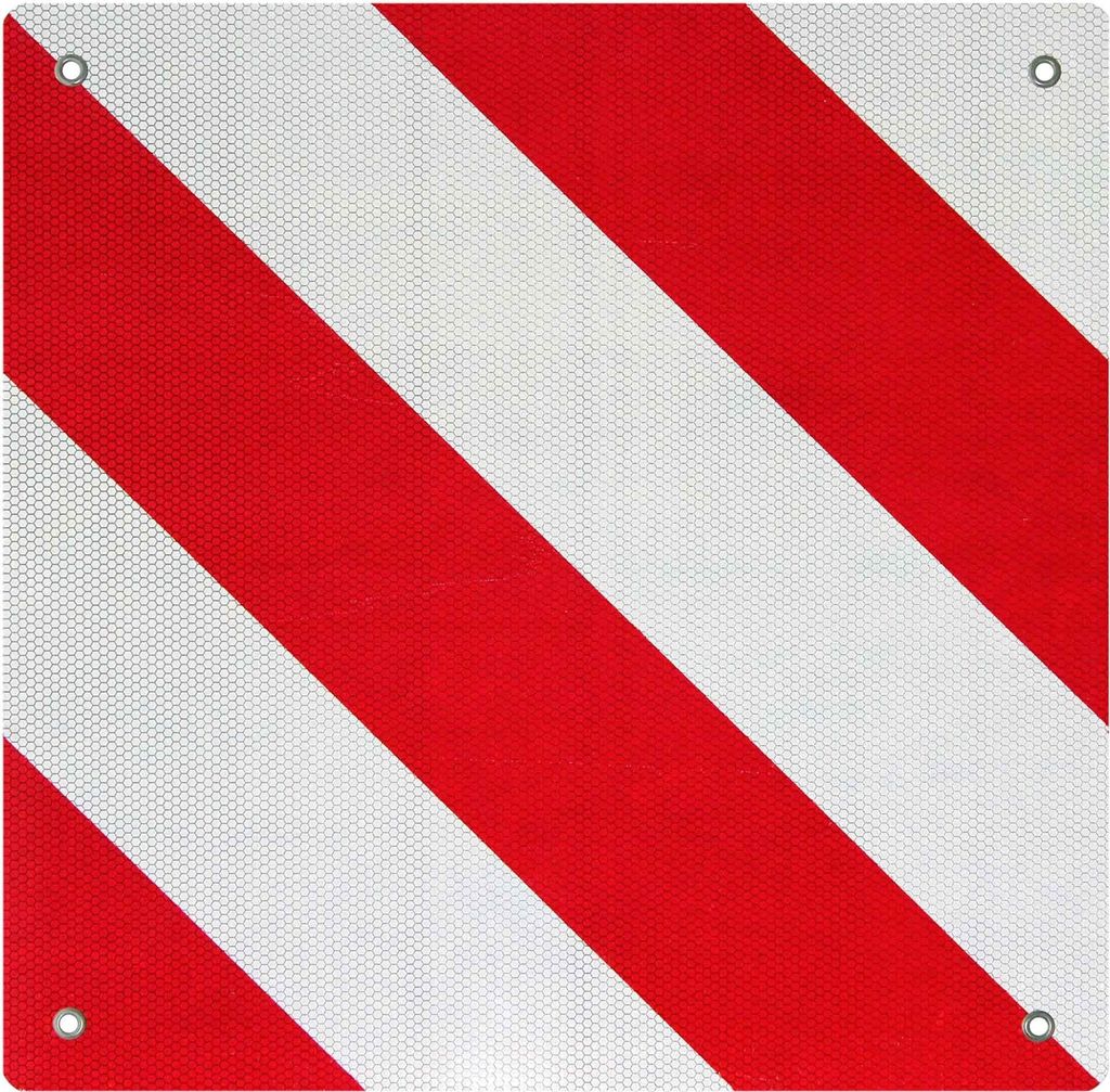 Wiltec Rot weiße Warntafel Spanien aus Aluminium mit Befestigungslöchern 500x500 mm reflektierend Warnschild für Fahrradträger und Heckträger ...