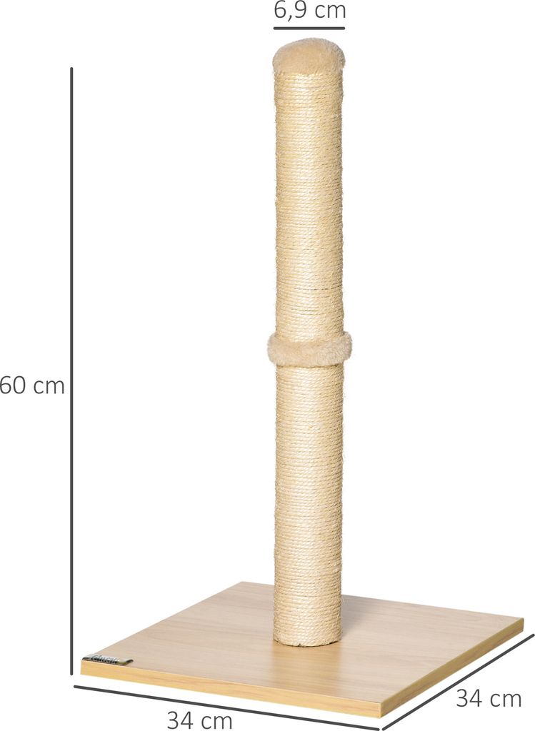 PawHut Kratzstamm für Katzen Kratzsäule aus Sisal stabiler Produktbild 3