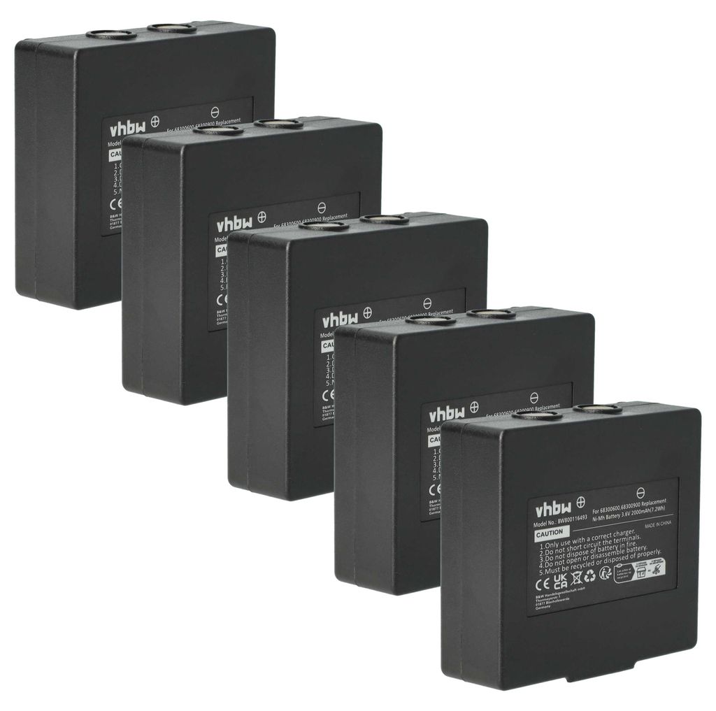 vhbw 5x Akku Ersatz für Hetronic 900, 68300900, 68300600, Produktbild 