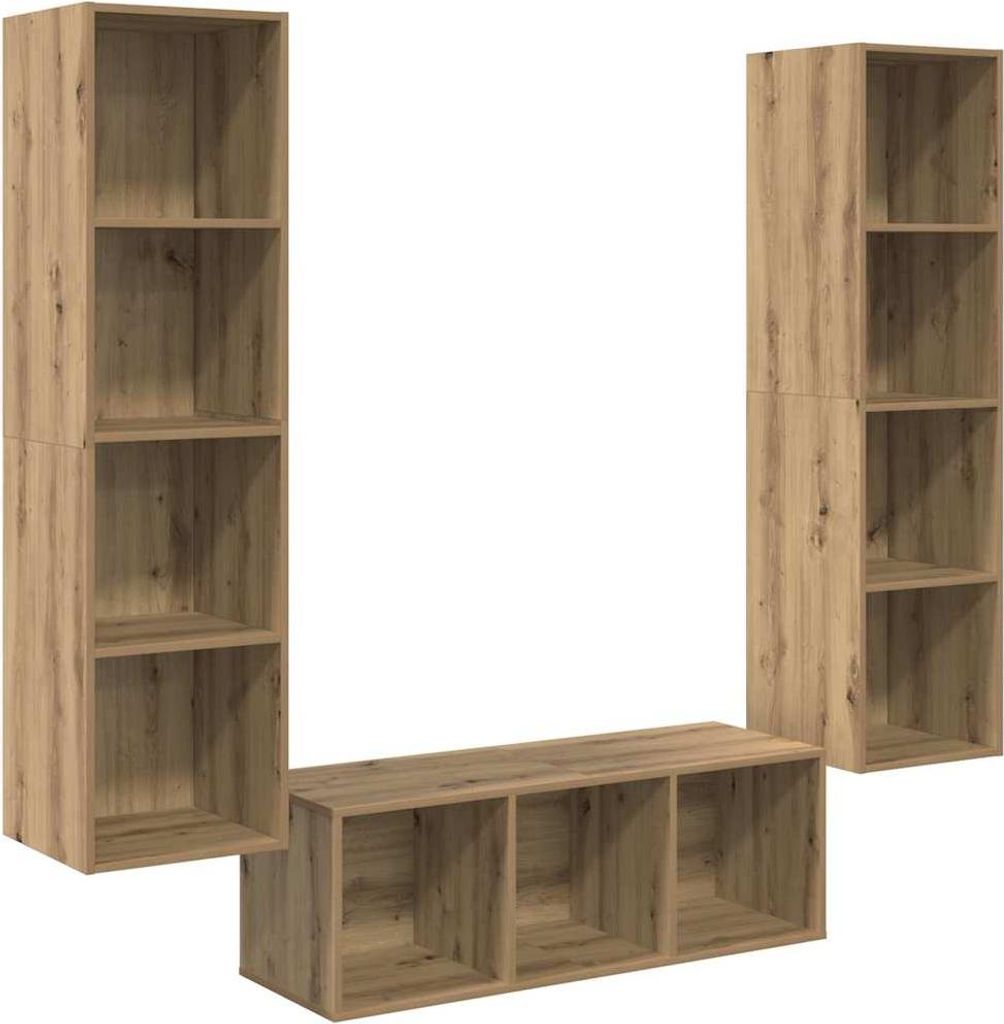 TV-Schrankset Wandmontiert 3 pcs Artisan-Eiche Holzwerkstoff