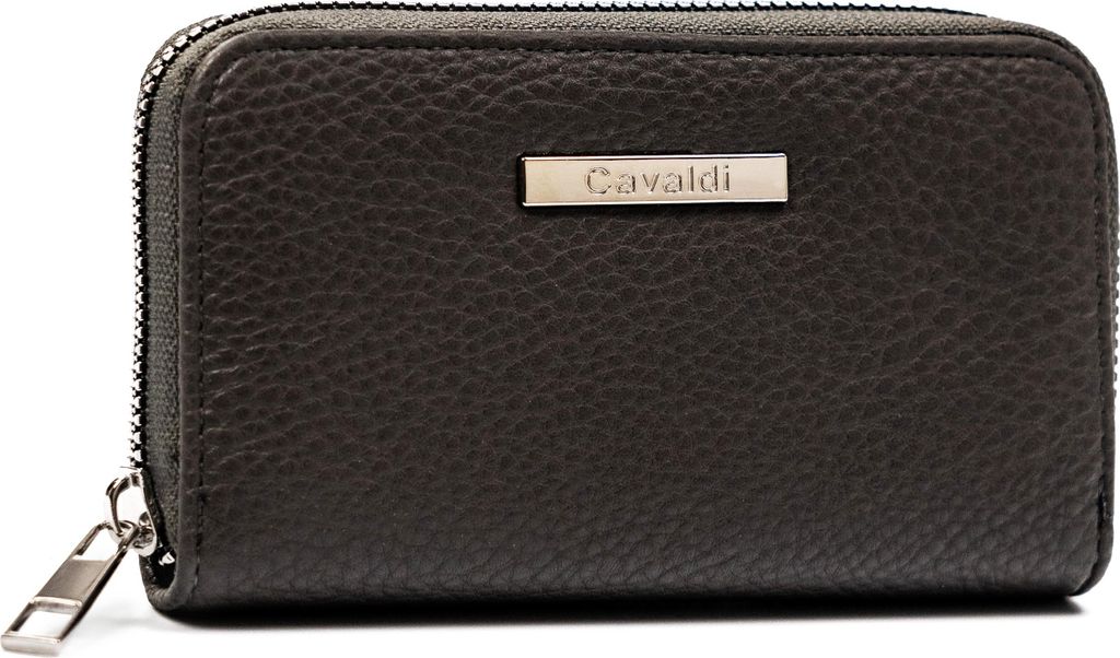 4U Cavaldi | Mittlere Brieftasche, für Frauen, aus Bio-Leder, mit Erbsenstruktur, Dunkelgrau, 13.5x8 cm